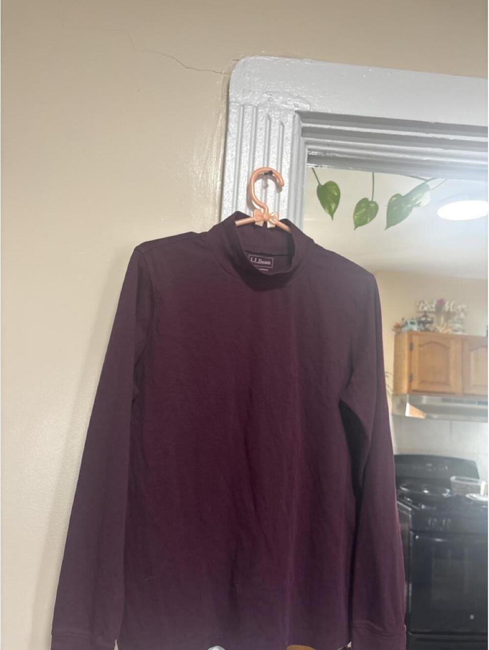 L.L.Bean Women's Burgundy and Purple Shirt